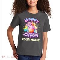 Cute Happy Birthday Graffiti Cupcake Personalized Custom Name Kids T-Shirt thumb 2