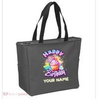 Cute Happy Birthday Graffiti Cupcake Personalized Custom Name Tote Bag thumb 2