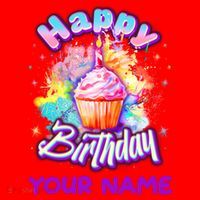 Cute Happy Birthday Graffiti Cupcake Personalized Custom Name Santa Hat thumb 1