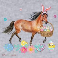 Cute Horse Bunny Ears Easter Eggs Basket Horse Women's Sweatshirt thumb 2