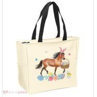 Cute Horse Bunny Ears Easter Eggs Basket Horse Tote Bag thumb 2