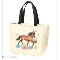 Cute Horse Bunny Ears Easter Eggs Basket Horse Tote Bag thumb 3