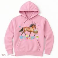 Cute Horse Bunny Ears Easter Eggs Basket Horse Hoodie thumb 0
