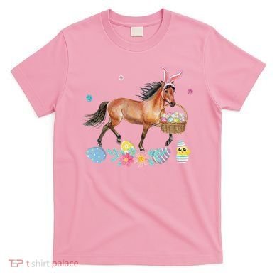 Cute Horse Bunny Ears Easter Eggs Basket Horse T-Shirt
