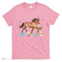 Cute Horse Bunny Ears Easter Eggs Basket Horse T-Shirt thumb 0