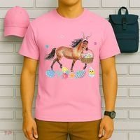 Cute Horse Bunny Ears Easter Eggs Basket Horse T-Shirt thumb 6
