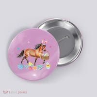 Cute Horse Bunny Ears Easter Eggs Basket Horse Button thumb 0