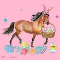 Cute Horse Bunny Ears Easter Eggs Basket Horse Mousepad thumb 1