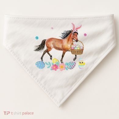 Cute Horse Bunny Ears Easter Eggs Basket Horse USA-Made Doggie Bandana