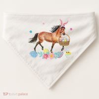 Cute Horse Bunny Ears Easter Eggs Basket Horse USA-Made Doggie Bandana thumb 0