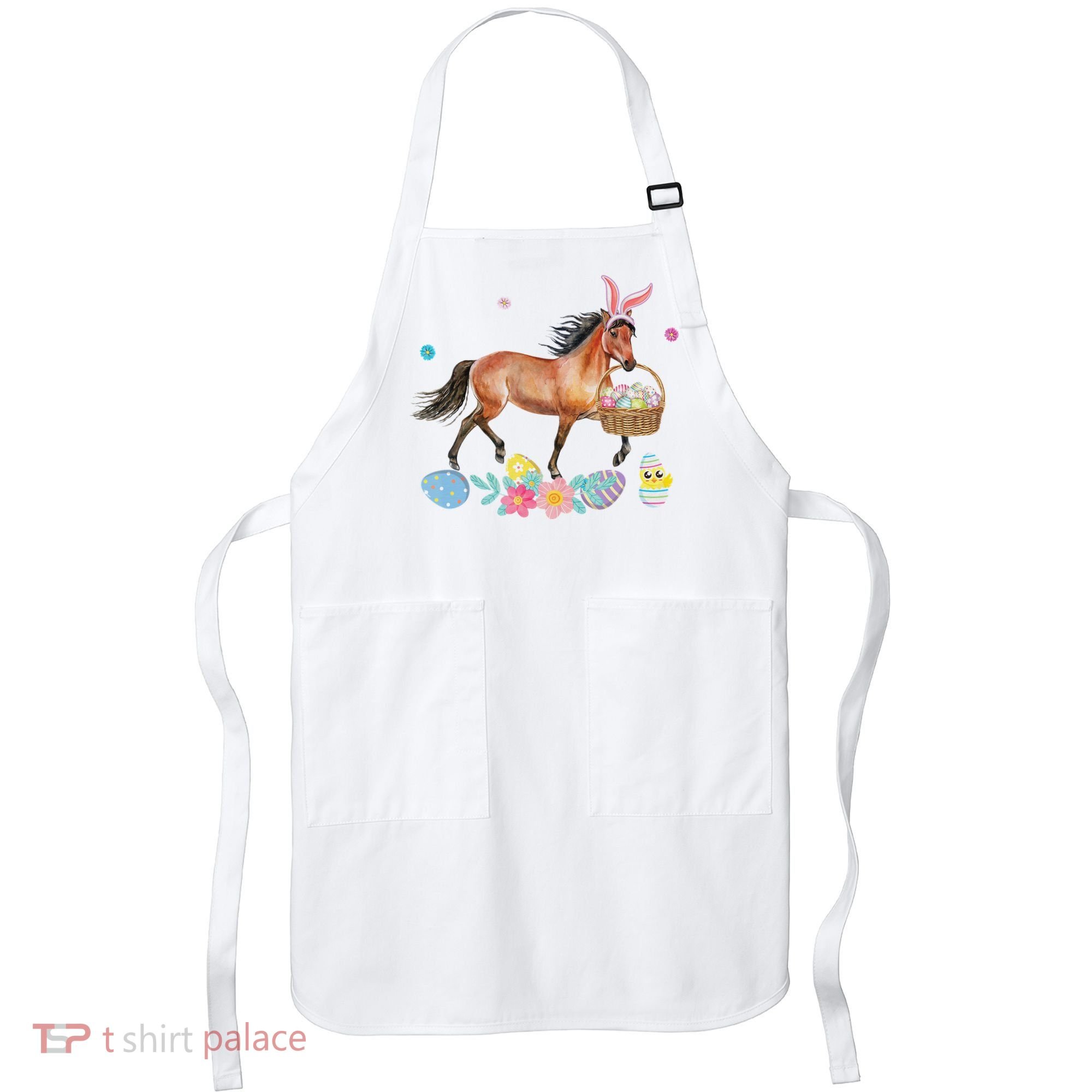 Cute Horse Bunny Ears Easter Eggs Basket Horse Apron