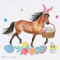 Cute Horse Bunny Ears Easter Eggs Basket Horse Apron thumb 3