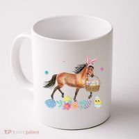 Cute Horse Bunny Ears Easter Eggs Basket Horse Coffee Mug thumb 0