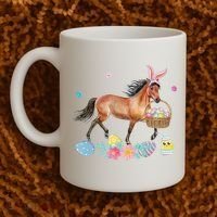Cute Horse Bunny Ears Easter Eggs Basket Horse Coffee Mug thumb 2