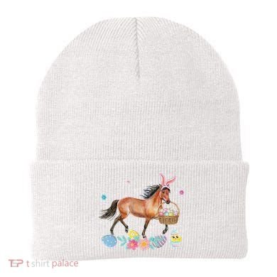 Cute Horse Bunny Ears Easter Eggs Basket Horse Beanie