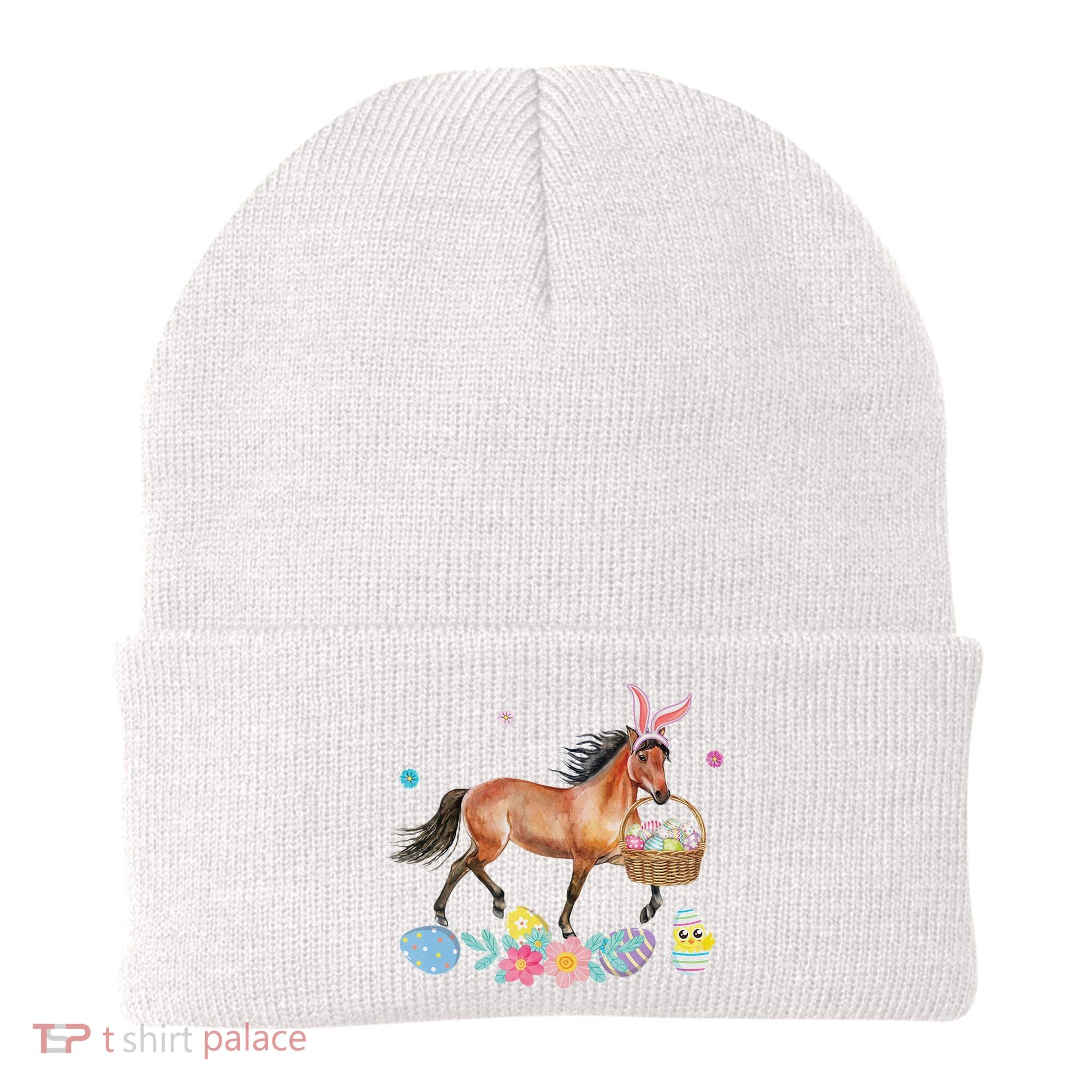 Cute Horse Bunny Ears Easter Eggs Basket Horse Beanie