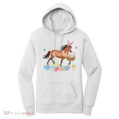 Cute Horse Bunny Ears Easter Eggs Basket Horse Women's Hoodie