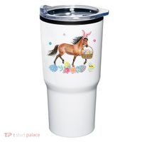 Cute Horse Bunny Ears Easter Eggs Basket Horse Tumbler thumb 0