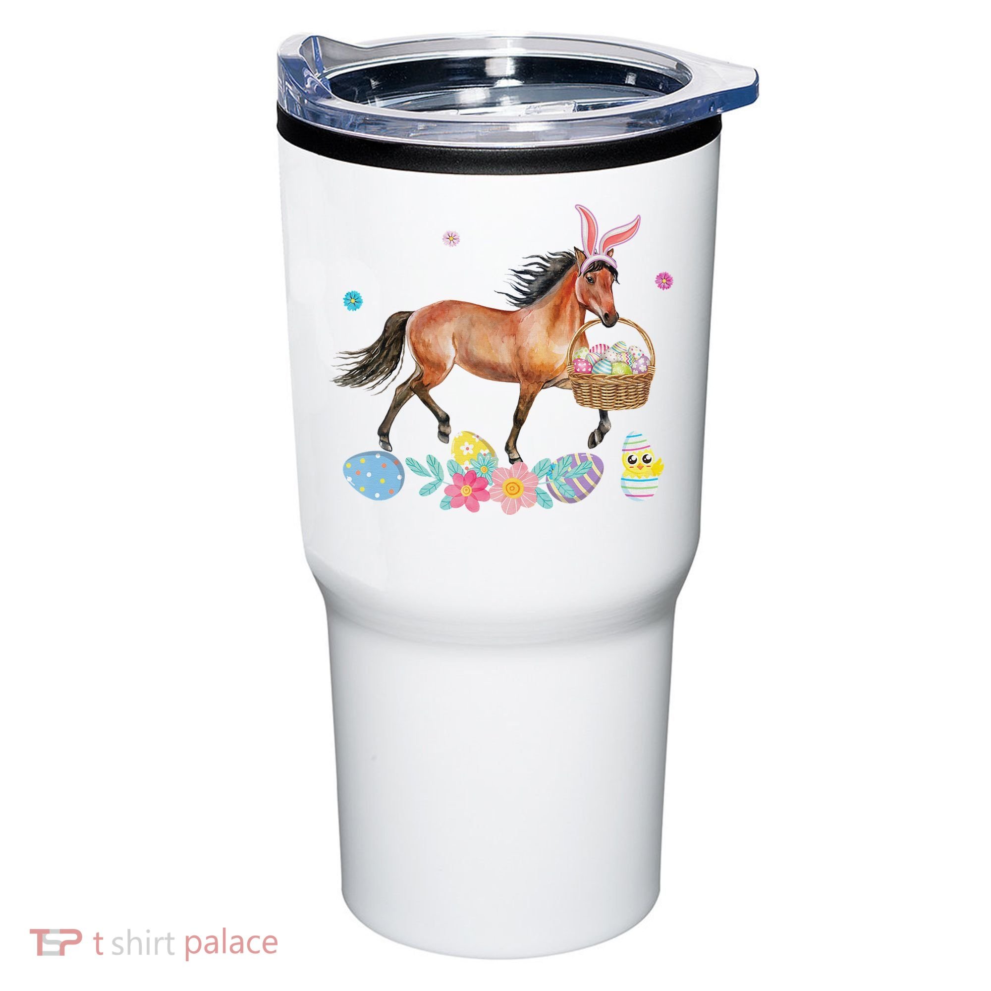 Cute Horse Bunny Ears Easter Eggs Basket Horse Tumbler