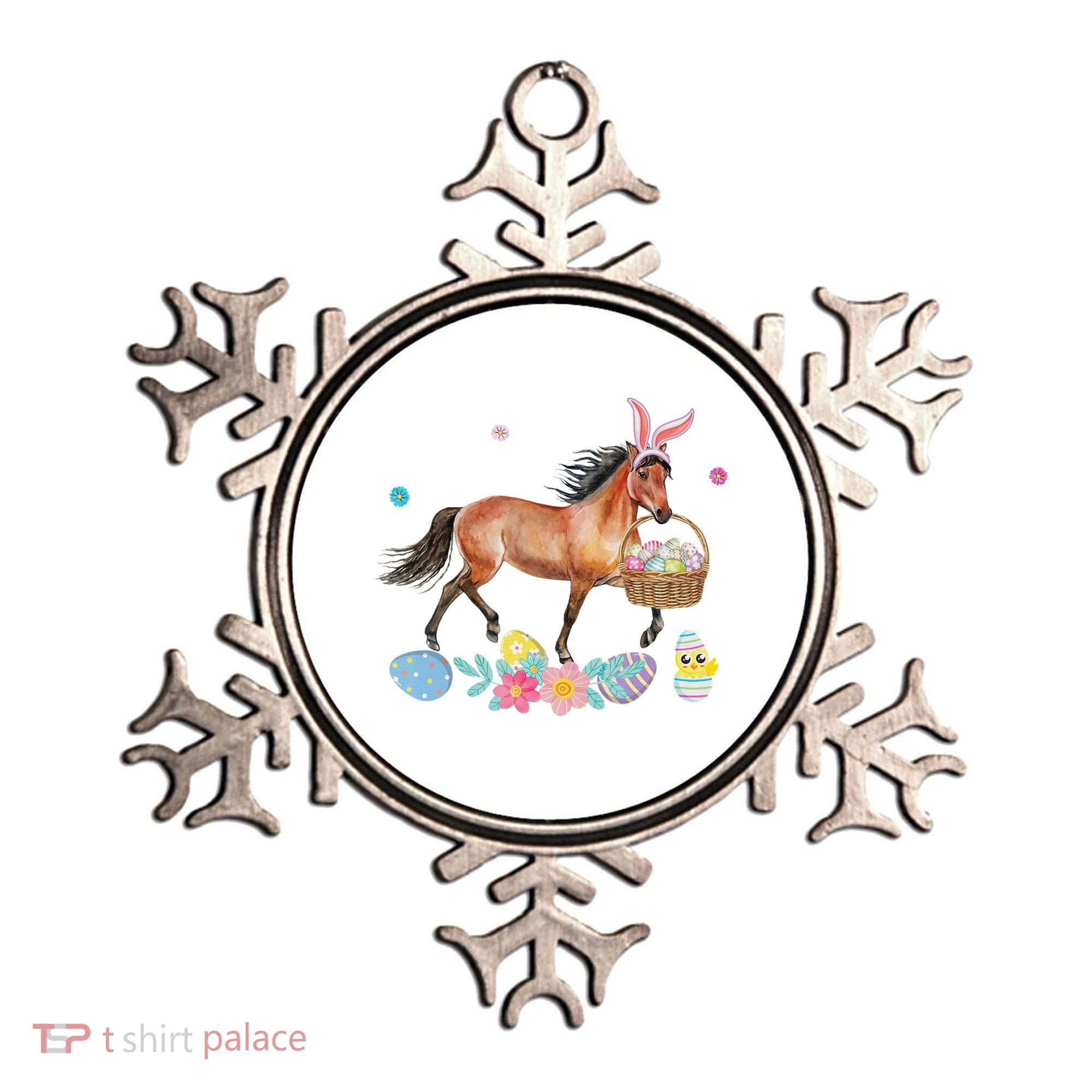 Cute Horse Bunny Ears Easter Eggs Basket Horse Ornament