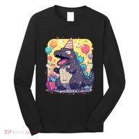 Cute Happy Birthday Japanese Kaiju Monster Epic Party Long Sleeve Shirt thumb 0