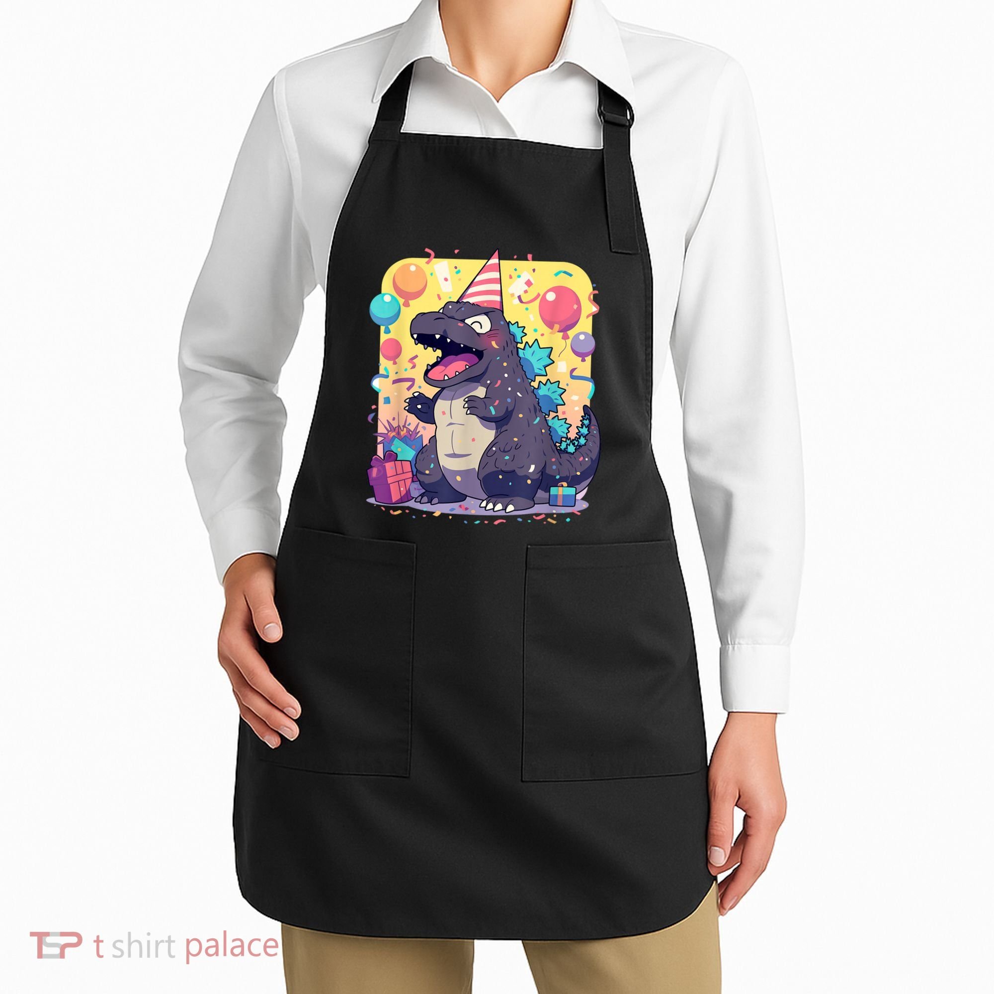 Cute Happy Birthday Japanese Kaiju Monster Epic Party Apron