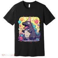 Cute Happy Birthday Japanese Kaiju Monster Epic Party Premium T-Shirt thumb 0