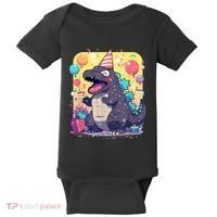Cute Happy Birthday Japanese Kaiju Monster Epic Party Baby Bodysuit thumb 0