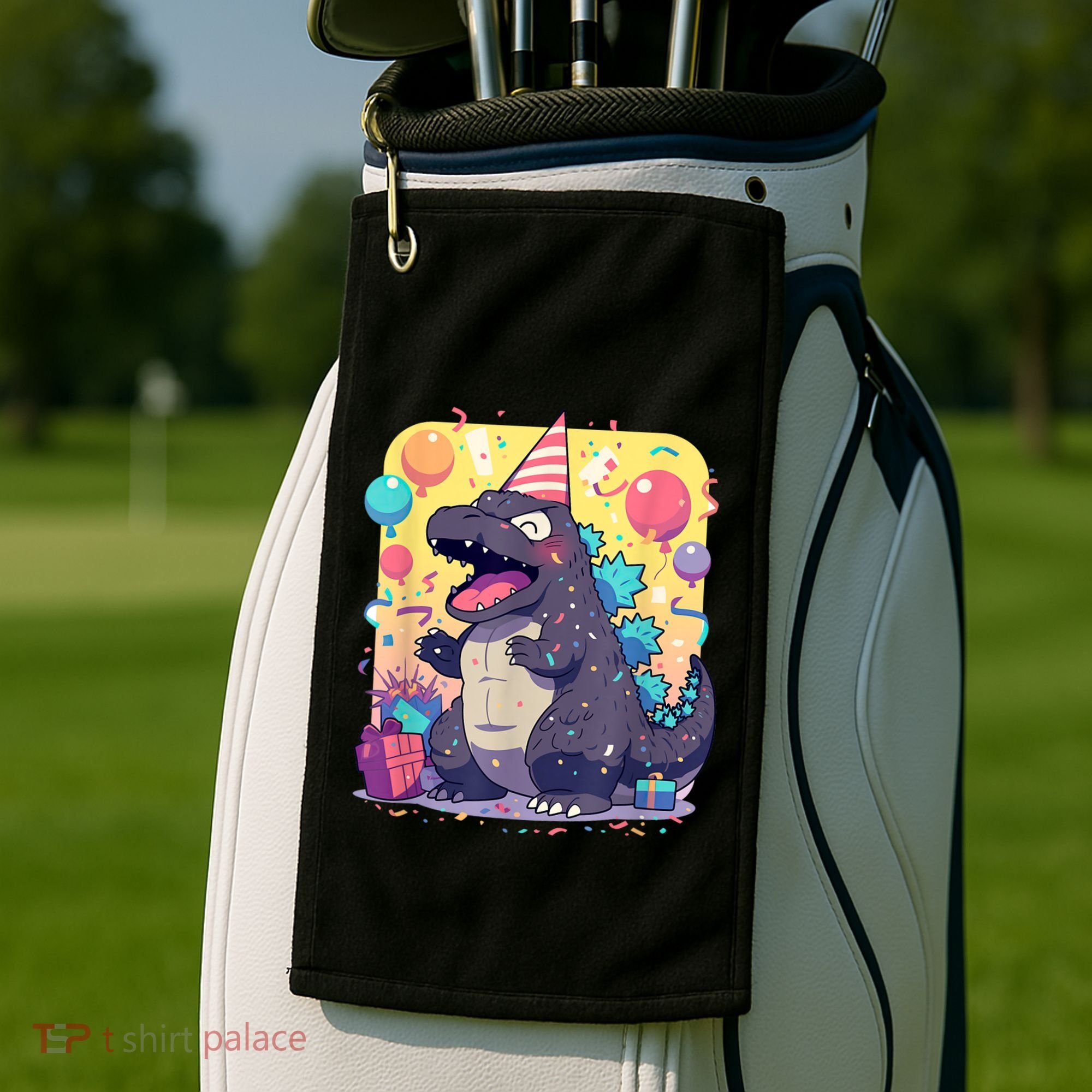 Cute Happy Birthday Japanese Kaiju Monster Epic Party Golf Towel