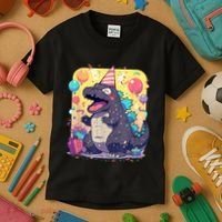 Cute Happy Birthday Japanese Kaiju Monster Epic Party Kids T-Shirt thumb 3