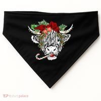 Christmas Highland Cow Merry Christmas Happy Holidays USA-Made Doggie Bandana thumb 0