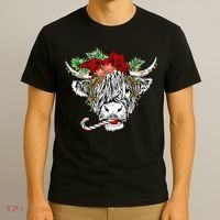 Christmas Highland Cow Merry Christmas Happy Holidays T-Shirt thumb 3