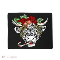 Christmas Highland Cow Merry Christmas Happy Holidays Mousepad thumb 0