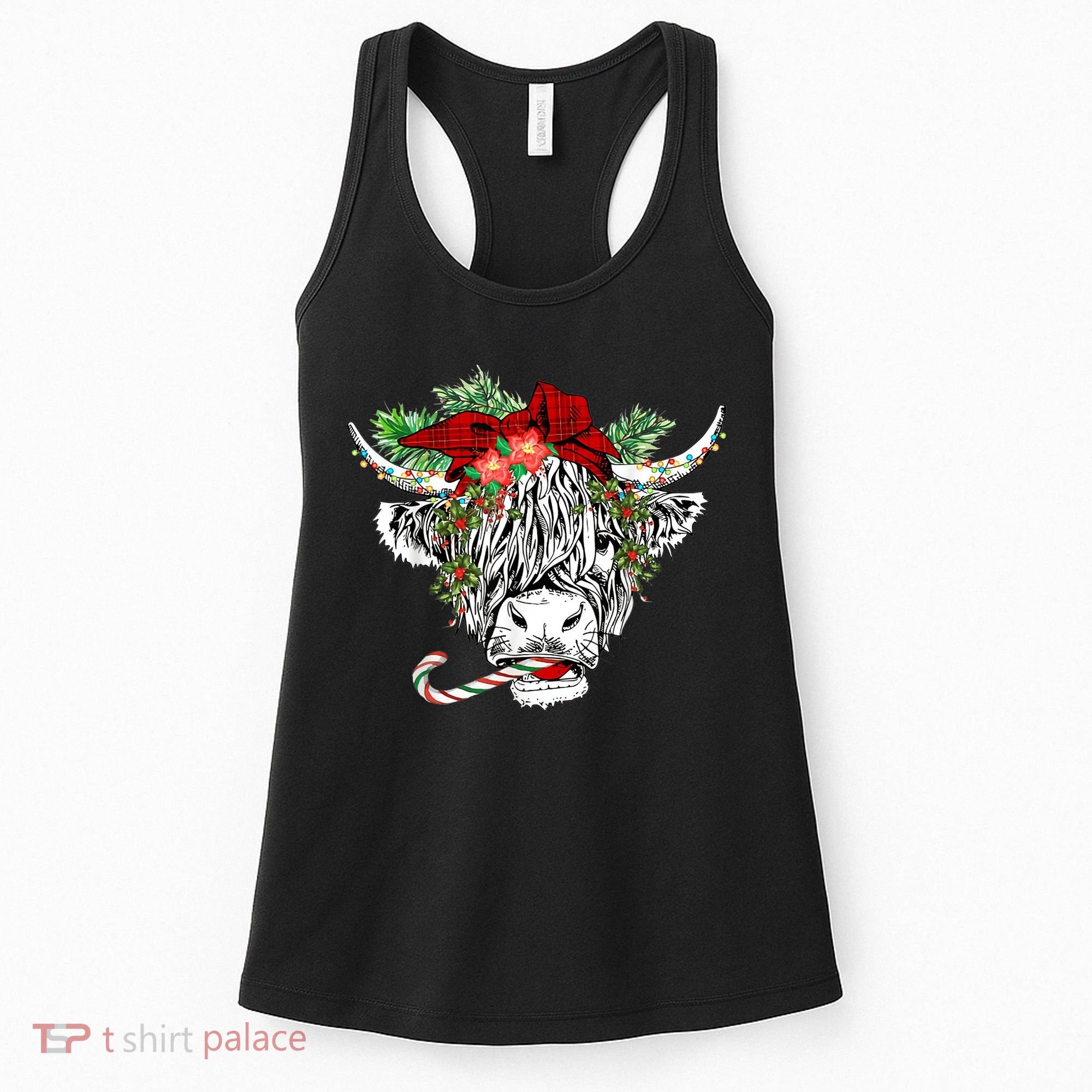 Christmas Highland Cow Merry Christmas Happy Holidays Women's Tank Top