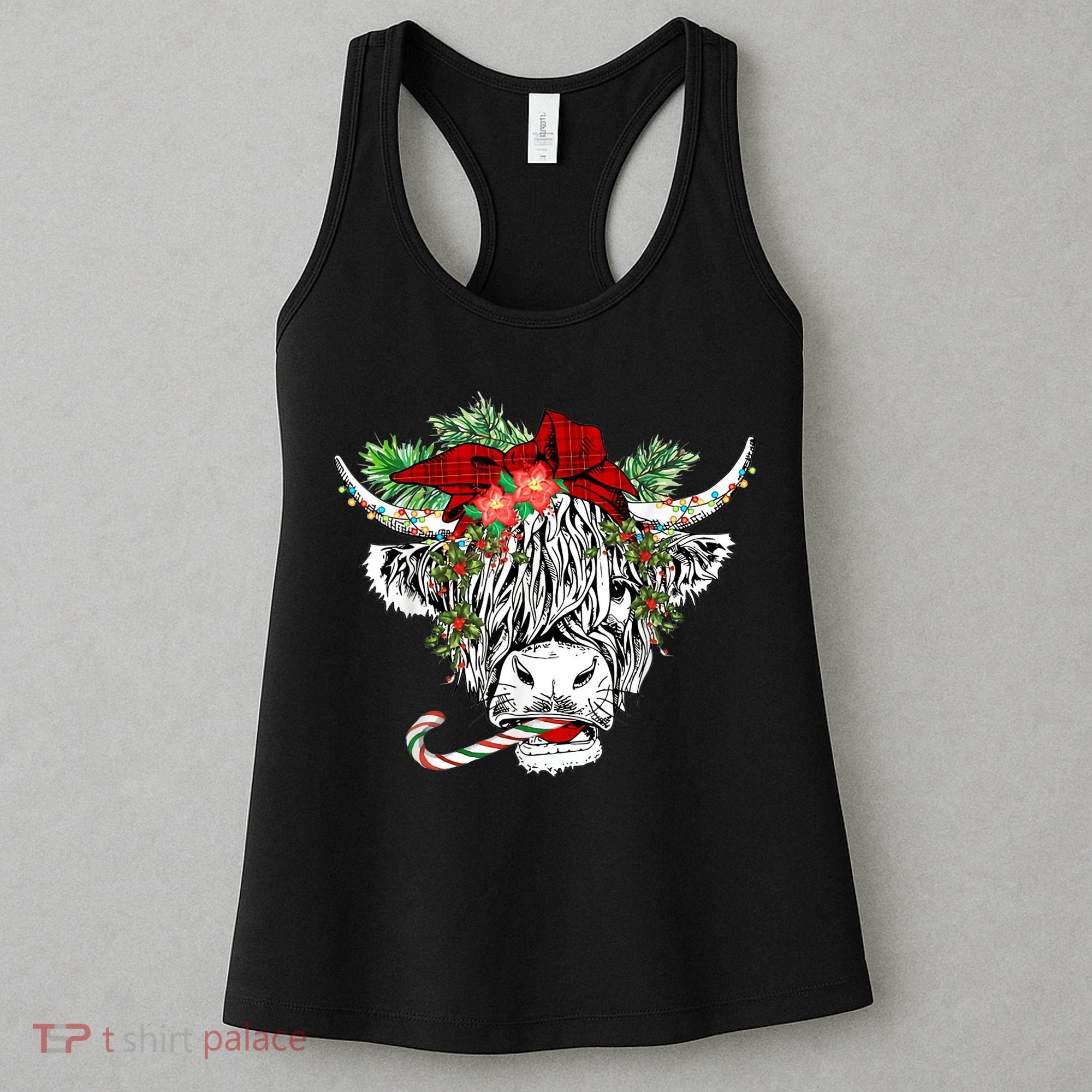 Christmas Highland Cow Merry Christmas Happy Holidays Women's Tank Top