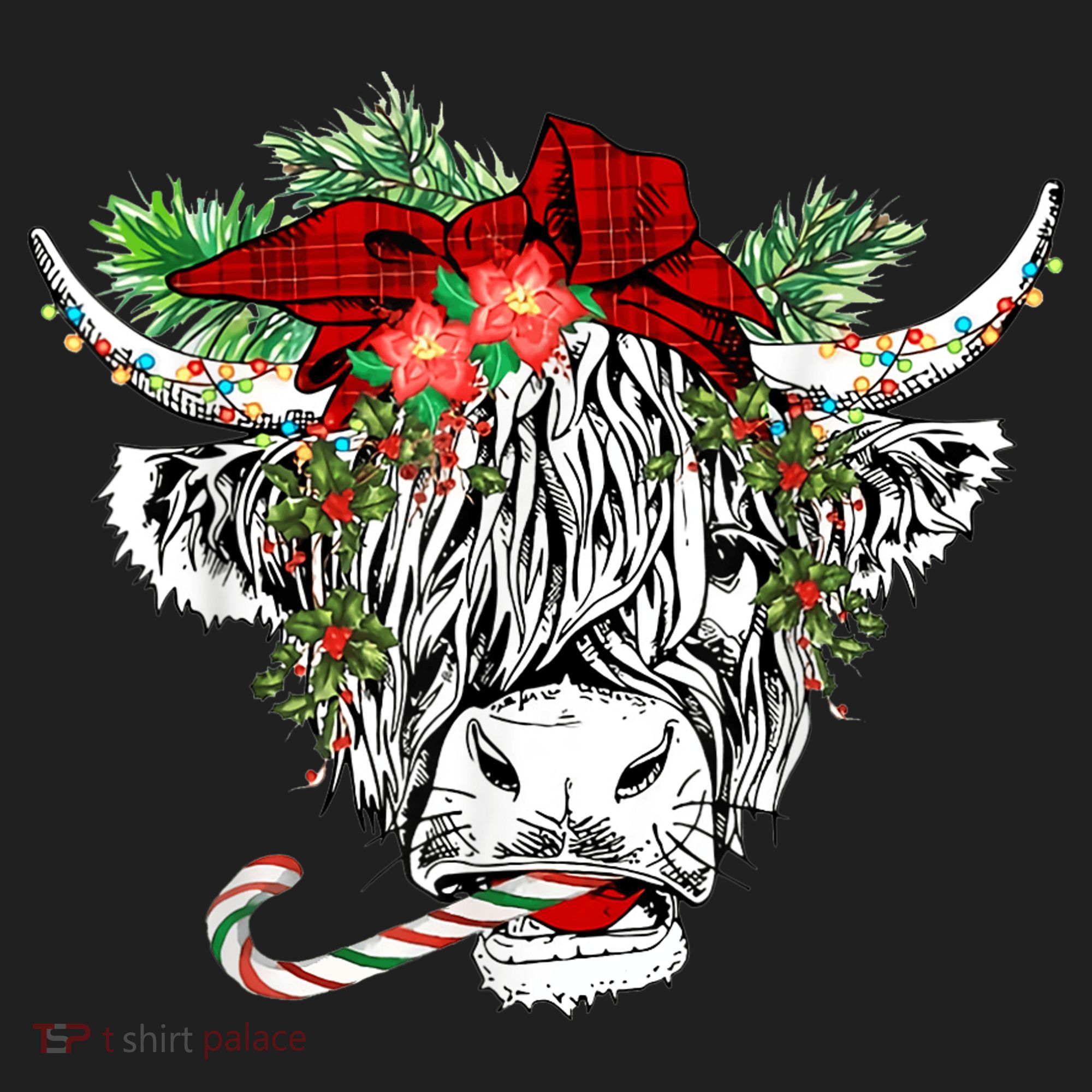 Christmas Highland Cow Merry Christmas Happy Holidays Hat