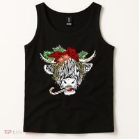 Christmas Highland Cow Merry Christmas Happy Holidays Tank Top thumb 2