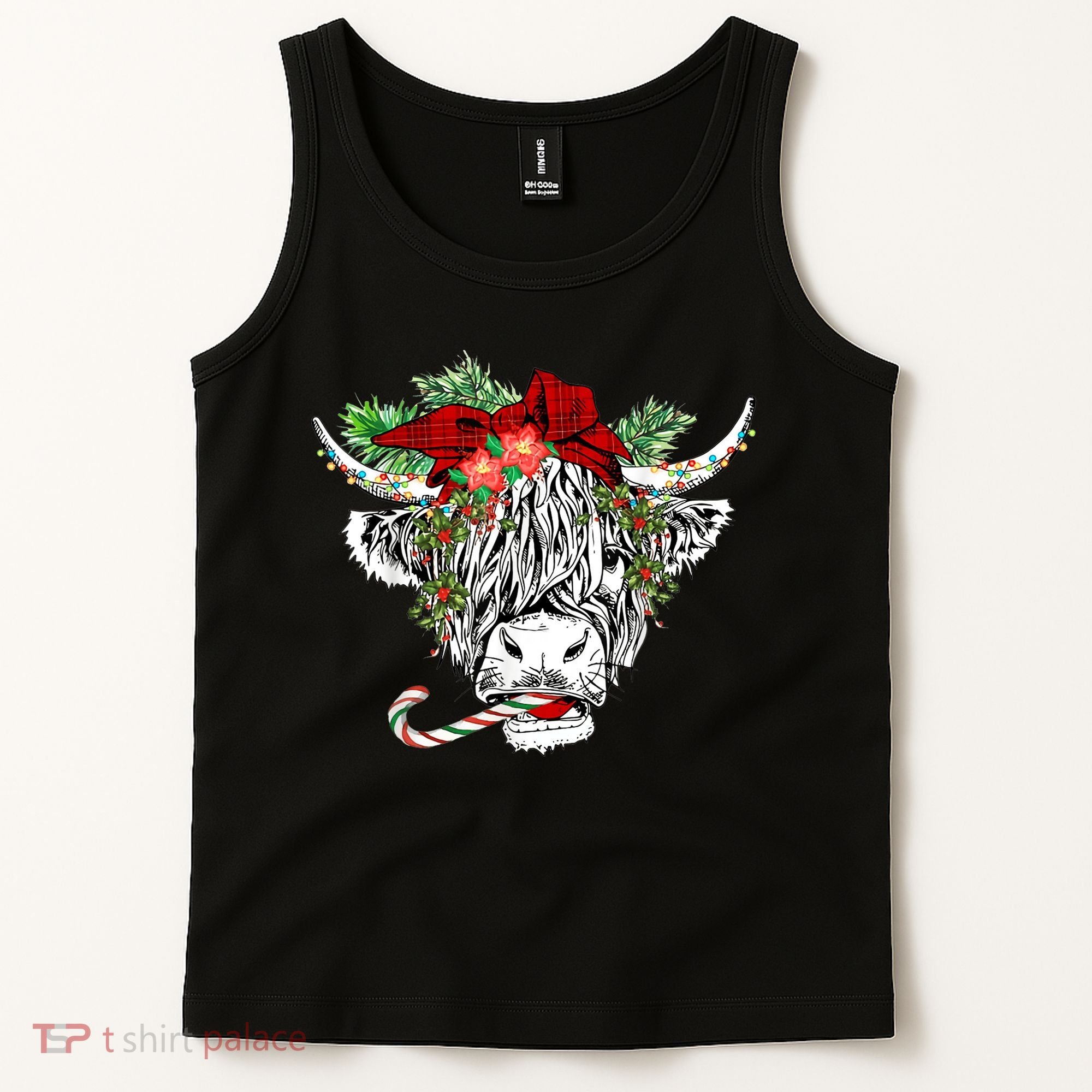 Christmas Highland Cow Merry Christmas Happy Holidays Tank Top