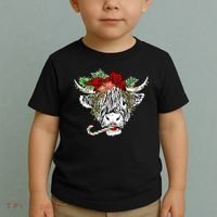 Christmas Highland Cow Merry Christmas Happy Holidays Toddler T-Shirt thumb 2