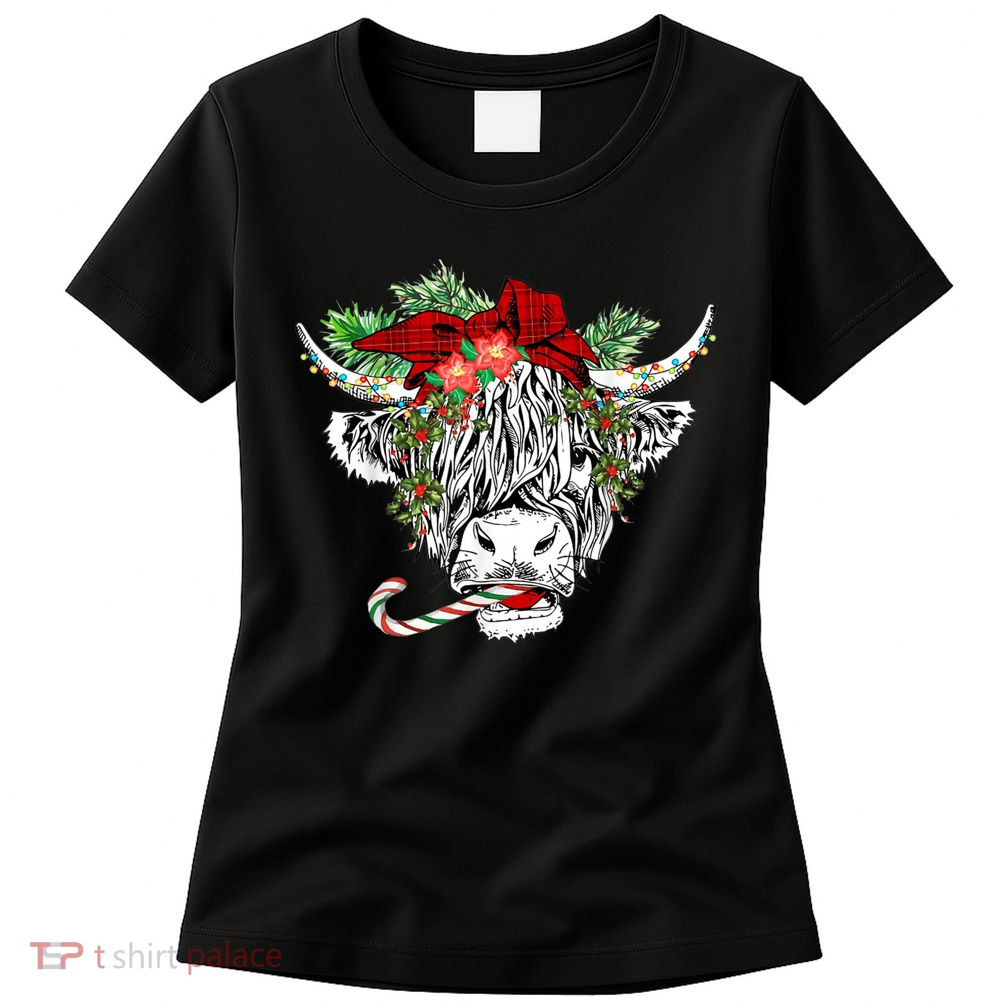 Christmas Highland Cow Merry Christmas Happy Holidays Women's T-Shirt