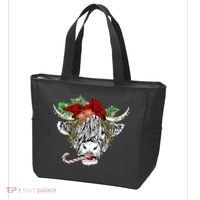 Christmas Highland Cow Merry Christmas Happy Holidays Tote Bag thumb 3
