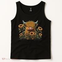 Cute Highland Cattle Cow Funny Highland Cow Tank Top thumb 2