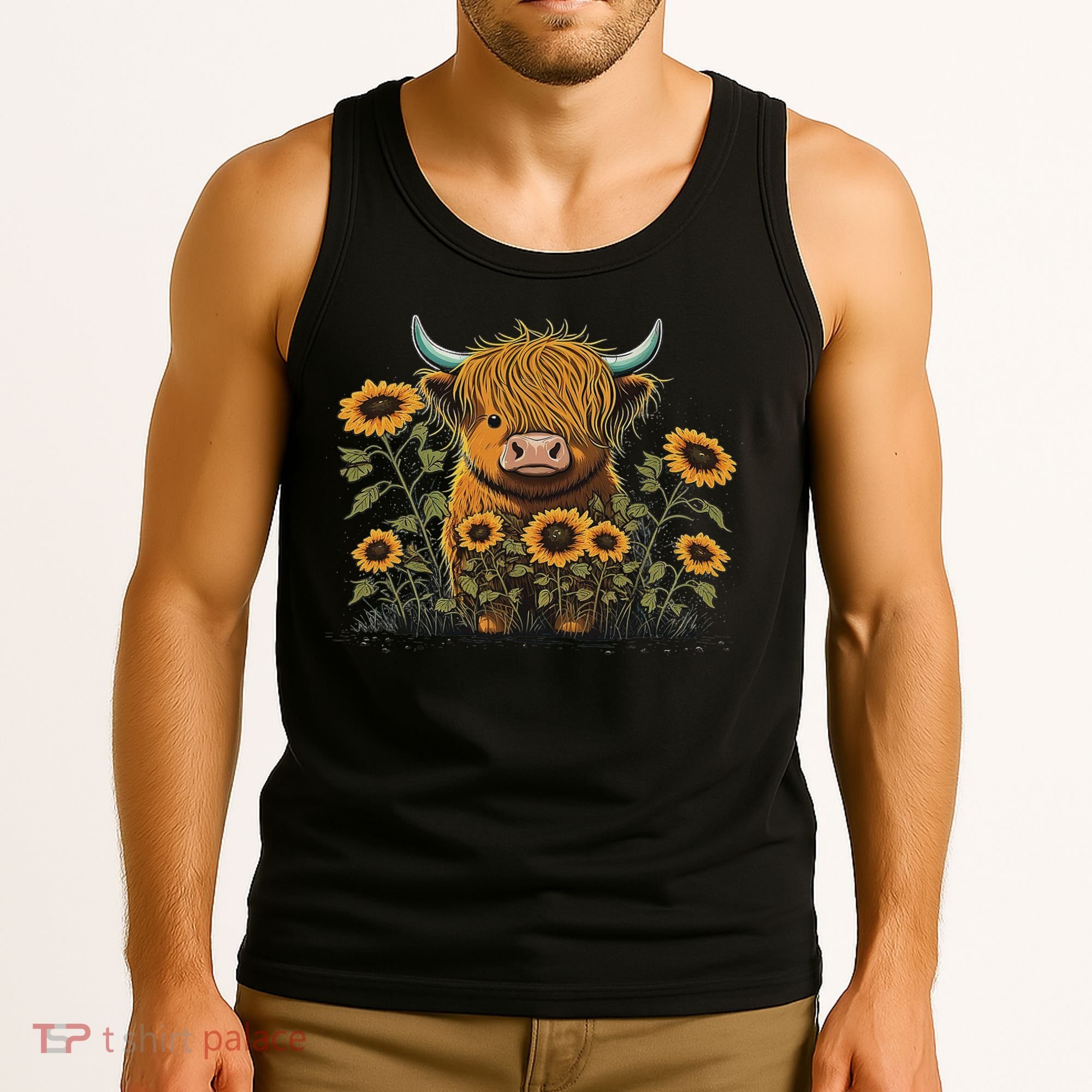 Cute Highland Cattle Cow Funny Highland Cow Tank Top