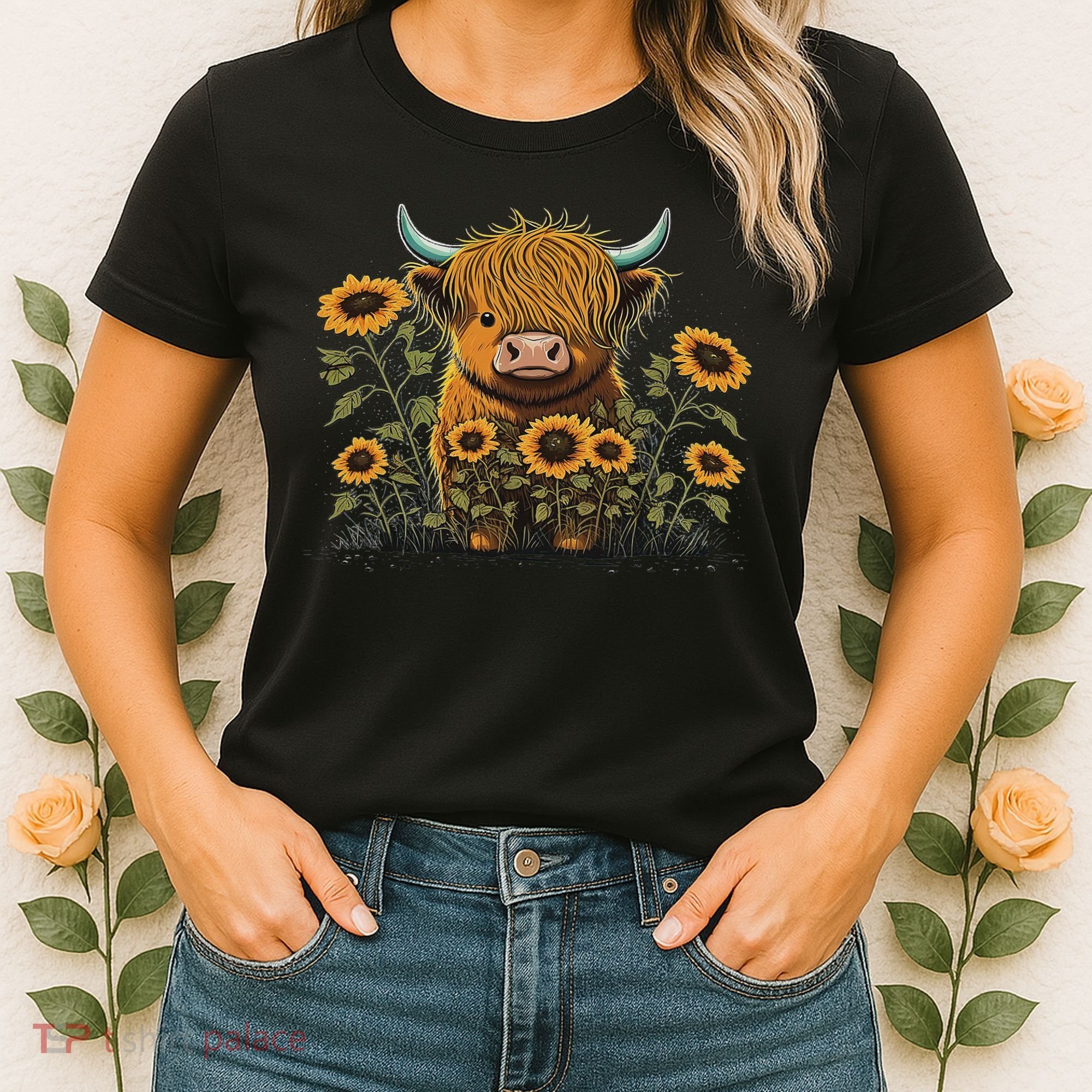 Cute Highland Cattle Cow Funny Highland Cow Women's T-Shirt
