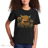 Cute Highland Cattle Cow Funny Highland Cow Kids T-Shirt thumb 2