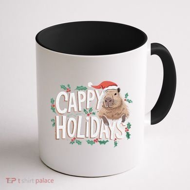 Cappy Holidays Capybara Christmas Coffee Mug back