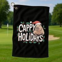 Cappy Holidays Capybara Christmas Golf Towel thumb 1