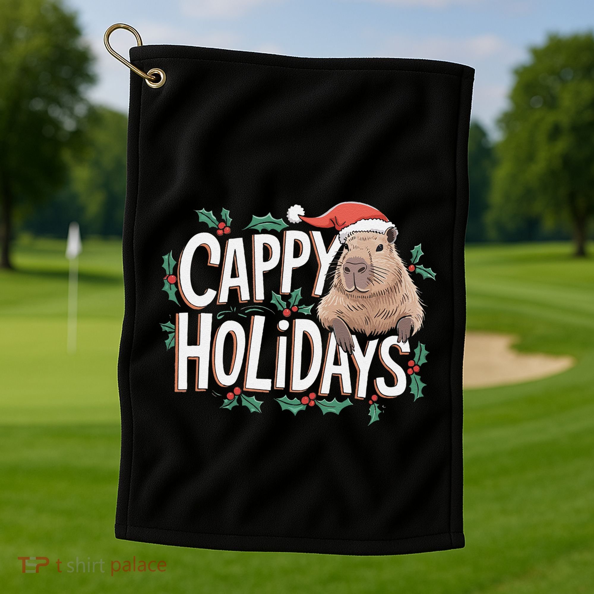 Cappy Holidays Capybara Christmas Golf Towel