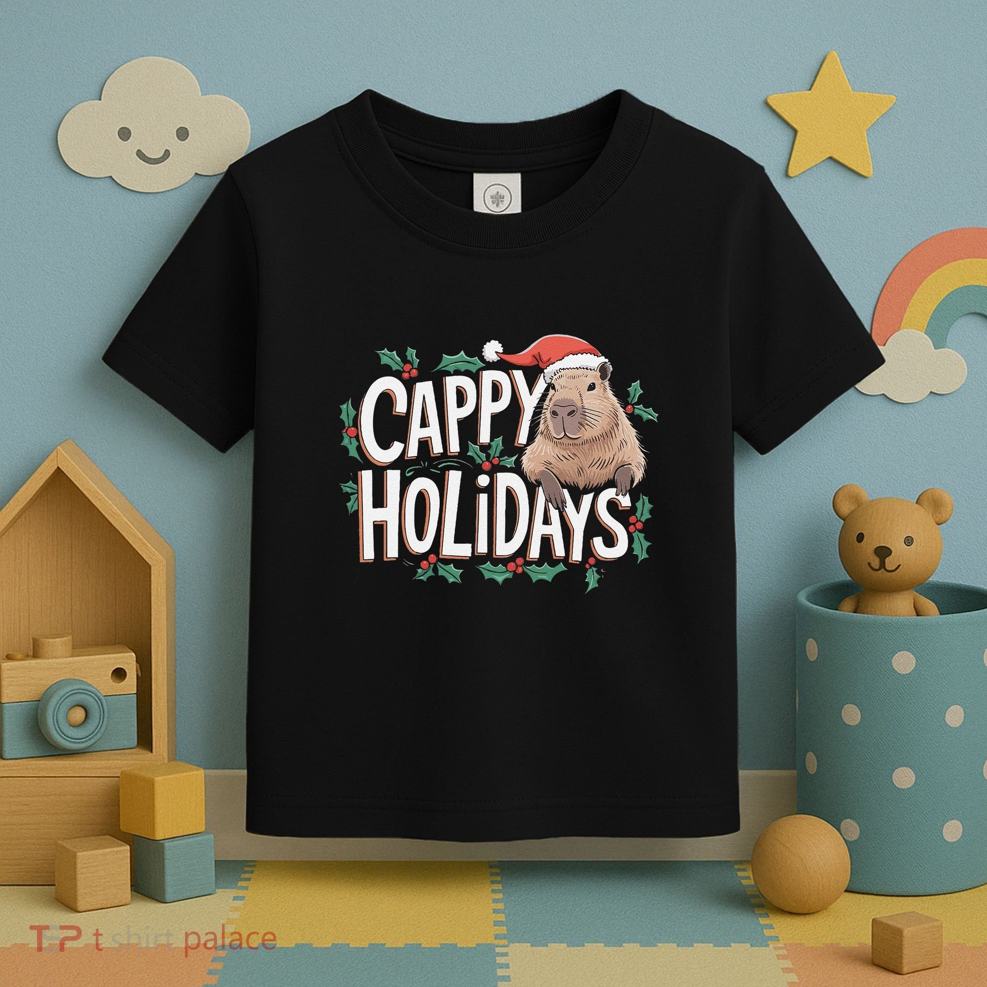 Cappy Holidays Capybara Christmas Toddler T-Shirt
