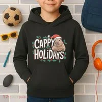 Cappy Holidays Capybara Christmas Kids Hoodie thumb 2